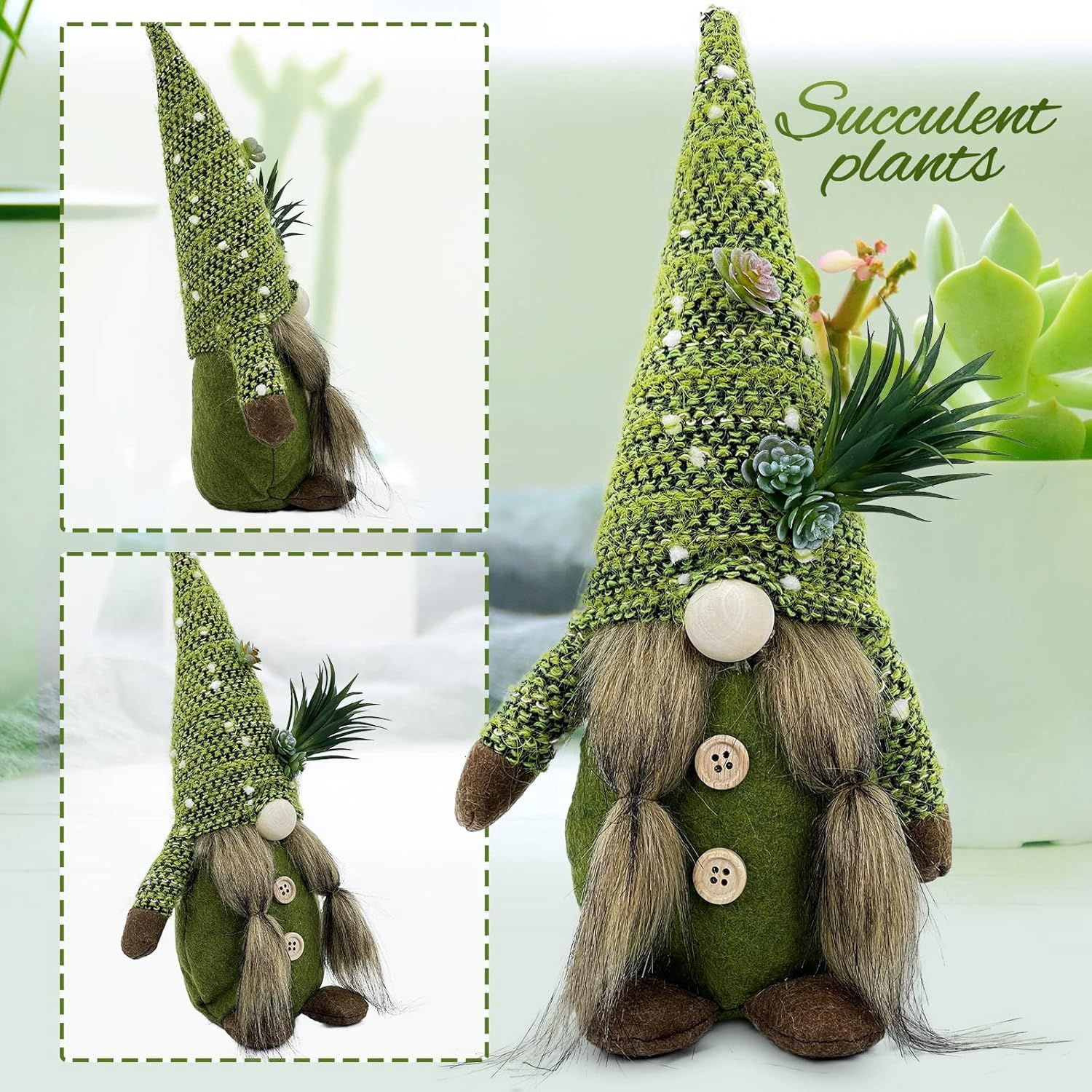 Set of 3 Hocus Pocus Witch Gnomes with Brooms for Rustic Halloween Decor