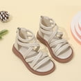 thumbnail image 6 of ZACPNCV Girl's Sandals Dressy Leather Braided Rhinestone Glitter Summer Beach Ankle Strap Flat Sandals White 1-2 Years, 6 of 9