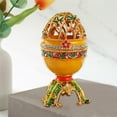 thumbnail image 2 of Easter Faberge Egg Style Trinket Box, Enameled Jewelry Box Unique Decorative Metal Box Classic Ornaments Gift for Home Decor, 2 of 6