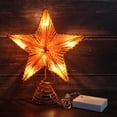 thumbnail image 2 of Decoración para árbol de Navidad CVHOMEDECO. Estrella naranja brillante, 2 of 7