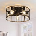 thumbnail image 4 of 20"Small Flush Mount Ceiling Fan with Light and Remote Control,Caged Ceiling Fan with 6-Speed Reversible DC Motor, 4 of 7