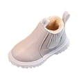 thumbnail image 2 of BXJX Girls Ankle Boots, Round Toe Fleece Lined Warm Slip-Resistant Kids Short Boots Beige Size 7 Toddler, 2 of 7
