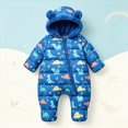 thumbnail image 2 of 3-6 Months Baby Boys Girls Snowsuits Winter Outfits Fleece Lined Hooded Footed Romper Cute Cartoon Print Warm Jumpsuit Infant Winter Clothes, 2 of 9