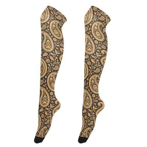 Paisley High Thigh Socks Over Knee Thin Tights Long Stocking for Women Leg Warmer