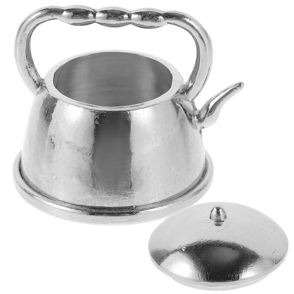 Mini Teapot Model Mini Tea Kettle Office 2.7x2.2cm Silver