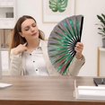 thumbnail image 2 of Large Hand Rave Fan Holographic Folding Popping Line Dance Fan Foldable Handheld Clacking Fans for Line Dancing Craft Laser Rave Accessories for Festival Rainbow Outfits Party Club(E), 2 of 9
