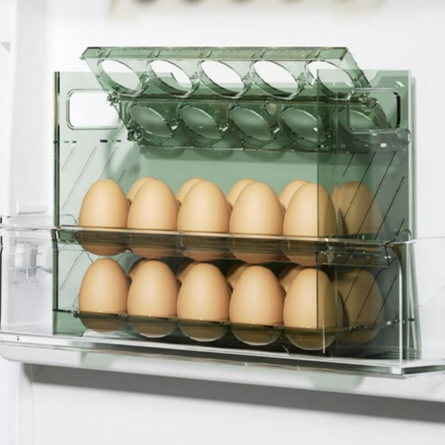 Xihbxyly Organizador de Huevos para Refrigerador, Diseño Reversible de 3 Capas, Gran Capacidad para 30 Huevos, Almacenamiento de Acrílico Transparente, Ahorro de Espacio, Asas Fáciles de Transportar,