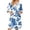Blue(Vintage Floral Print), variant on Women's Robes Zipper Lightweight Loose Fit Womens Bathrobe Zip Up Front 3/4 Sleeve Knee Length Vintage Floral Print Plus Size Pajama Sleepwear with Pockets Dark Green XXL