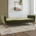 thumbnail image 2 of Novogratz Tallulah 83" Memory Foam Futon Sofa Bed, Green Velvet, 2 of 20