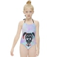 thumbnail image 3 of Harley Quinn Animated Children's One-piece Swimwear Halterneck Swimsuit Summer Beach Girl's Bathing Suits Breathable Beachwear, 3 of 7