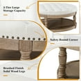 thumbnail image 4 of 36" Round Ottoman, Tina's Home Open Shelf Storage Botton Nailhead Solid Wood Leg Living Room White, 4 of 6
