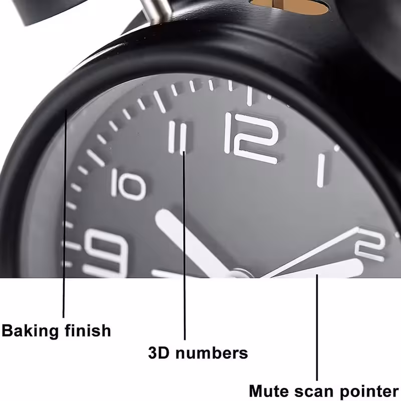 thumbnail image 4 of Reloj despertador fuerte para durmientes pesados: reloj despertador de doble campana, silencioso, sin tictac, 4 of 5