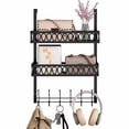 thumbnail image 7 of HAOAN Over The Door Organizer Hanger for Bathroom, Hooks Towel Clothes Hat Bag , Towel Rack on the Door with 2 baskets,Black, 7 of 7