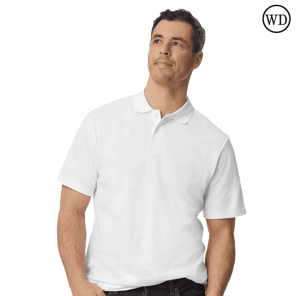 Gildan Softstyle Pique Polo for Adults, Modern Classic Fit, Short Sleeve Casual Polo Shirt, White, S