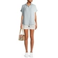 thumbnail image 2 of Time and Tru Women's Mid Rise Frayed Hem 4" Denim Short, 2 of 5