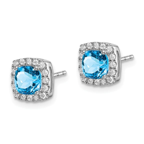 Primal Gold 14 Karat White Gold Blue Topaz and Diamond Earrings