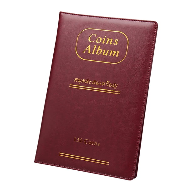 Bearachild Libro de colección de monedas de 150 bolsillos, gran capacidad, moneda de dólar de plata rusa, sellos de dinero a prueba de agua, Almacenamiento y organización del hogar Rojo Bearachild HA073927-02