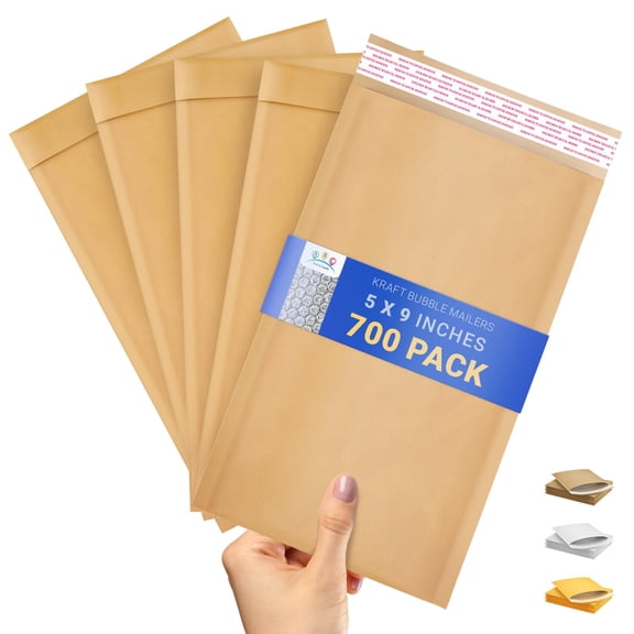 Brown Kraft Bubble Mailers, Padded Self Seal Envelopes, 700 Count, 5 x 9 in