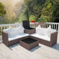 thumbnail image 3 of vidaXL 4 Piece Garden Lounge Set with Cushions Poly Rattan Brown, 3 of 6