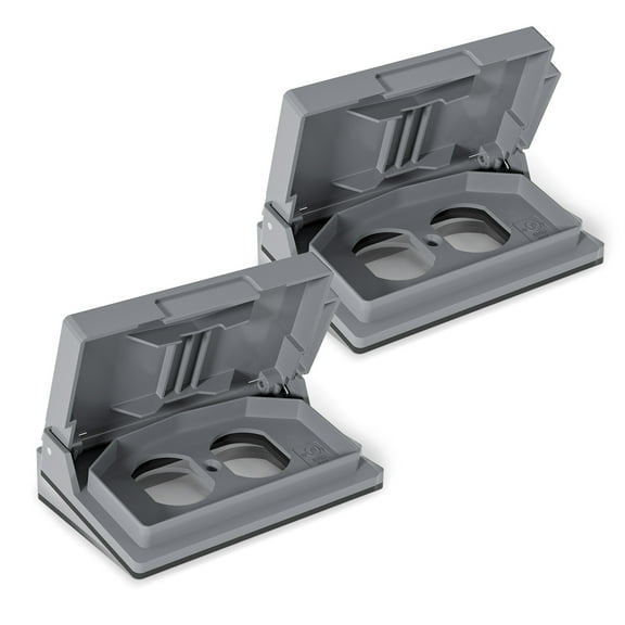 ELEGRP Duplex Weatherproof Wall Plate Cover Horizontal 1-Gang , Outdoor Electrical Outlet Cover, UL Listed (2 pack,Gray)