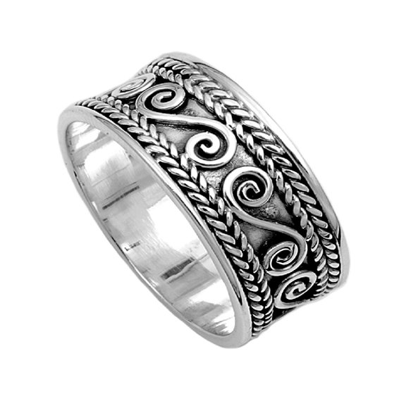 925 Sterling Silver Persian Patterns Ring Size 12
