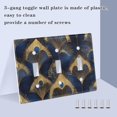 thumbnail image 3 of Yayeee Toggle Light Switch Wall Plate 3-Gang 6.37"x4.48" Decorative Outlet Cover, Blue Peacock Feathers Pattern, 3 of 7