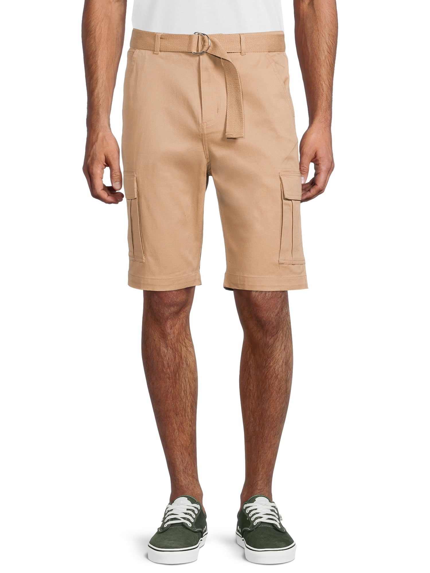 Mens Twill Cargo Shorts with Belt 30 40 Short Pants Summer Multi Pocket Vacation 