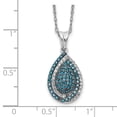thumbnail image 4 of Auriga Fine Jewelry 14K White Gold 1.1 mm Blue and White Diamond Teardrop Necklace for Women 18", 4 of 5