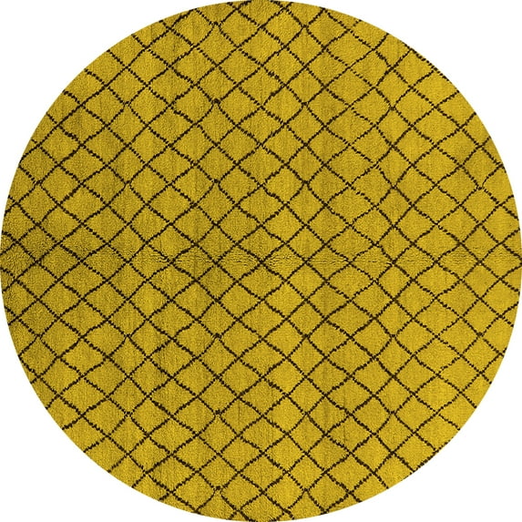 Ahgly Company Indoor Round Oriental Yellow Industrial Area Rugs, 7' Round