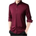 thumbnail image 1 of LNWUY Chemises à Manches Longues pour Hommes Séchage Rapide Performance Printemps Automne Couleur Unie Rembourré Chaud Confortable Col Rabattu Chemises Rouge TTTTG, 1 of 3