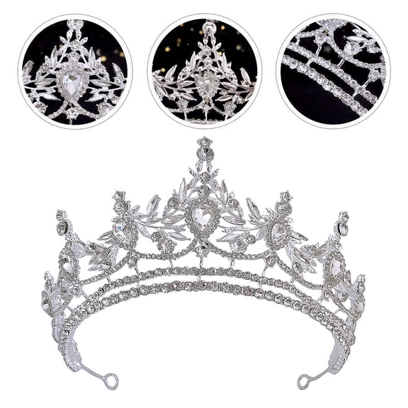 LOLIPPYY Silver Alloy Wedding Tiara Bride Crown Hair Accessory with Sparkle Rhinestones