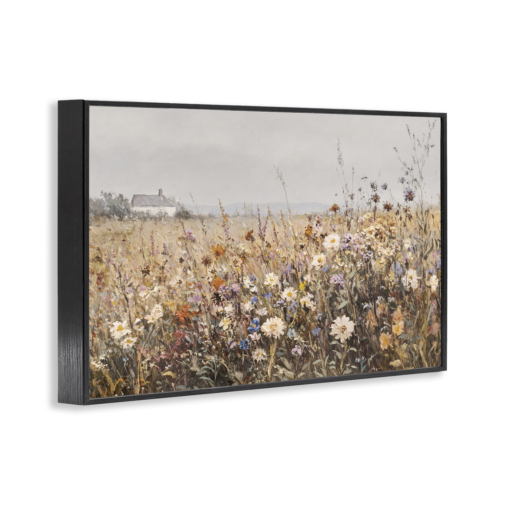 Stupell Industries Quaint Cottage Meadow Black Framed Giclee Art, design by Jacky Ngan