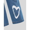 thumbnail image 6 of YUEHUA girls jeans size 6, Girls High Waist Straight Leg Denim Jeans With Heart Print Casual Comfort Stretch Pants For Kids And Toddlers Everyday Wear, 6 of 8