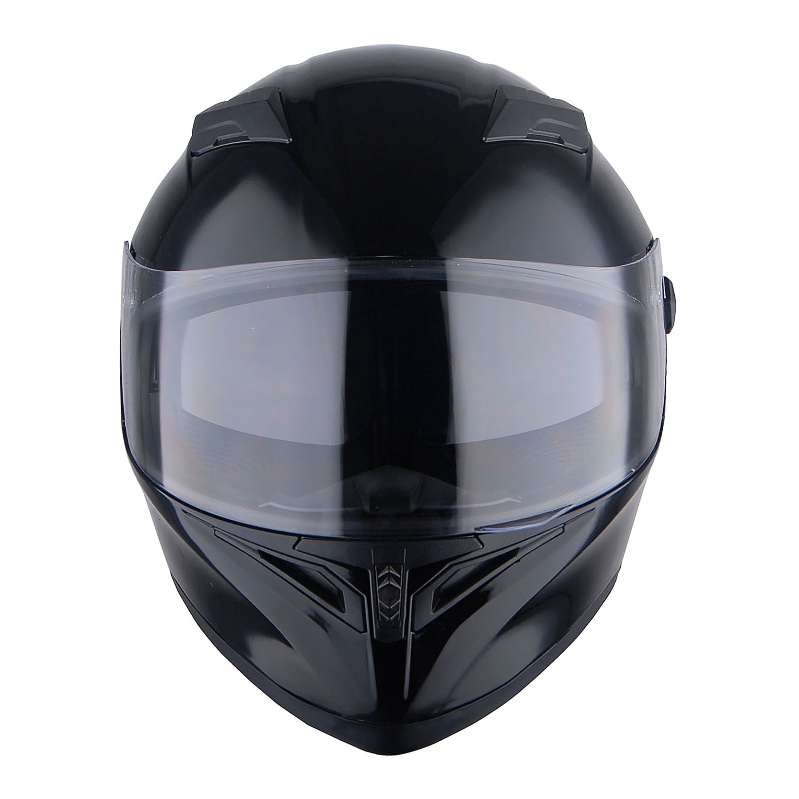 1Storm Motorcycle Street Bike Dual Visor/Sun Visor Full Face Helmet Mechanic with LED Tail Light: LED_HJK316 Glossy Black