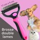 thumbnail image 2 of Cepillo de pelo largo Provence para perros o gatos. Cepillo para pelo de mascotas con doble hoja desenredante para eliminar los nudos del subpelo y cepillar a tu mascota de forma segura., 2 of 5