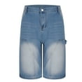 thumbnail image 5 of Men's Plus Size Jean Shorts Man Casual Loose Fashionable Button Multi-Pocket Denim Half Shorts Jeans Pants Cargo Pocket Pants for Men Blue, 5 of 6