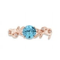 thumbnail image 2 of AFFY 6MM Round Cut Simulated Aquamarine & White Cubic Zirconia Floral Ring 14k Rose Gold Over Sterling Silver Ring Size-4, 2 of 6