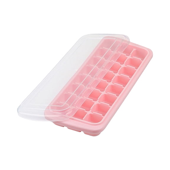 Silicone Ice Cube Tray With Clear Lid, 24 Square Cavity Flexible Freezer Mold Stackable Easy Release Ice Maker for Home Kitchen Drinks