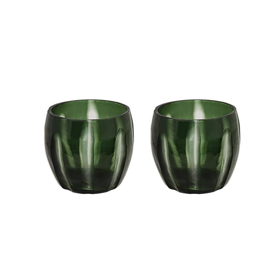 Aspen Creative 16009-2 Green Glass Votive Candle Holder 4-1/4" Diameter x 4" Height, 2 Pack