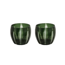 Aspen Creative 16009-2 Green Glass Votive Candle Holder 4-1/4" Diameter x 4" Height, 2 Pack