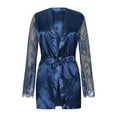 thumbnail image 6 of TFEOQRY Night Robe for Women Sexy Lace Tie Nightgown Long Sleeved Sleepwear Pajamas Robe Blue, 6 of 8