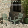 thumbnail image 5 of 3 Piece Patio Bistro Set, Outdoor Steel Furniture Set, Stackable Modern Conversation Sets for Balcony Garden Deck Patio w/2 Chairs 1 Table, Sauge Green, 5 of 6
