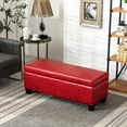 thumbnail image 2 of Polytrends York Upholstered Quilted Stitched Flip-Top Storage Bench Red Modern & Contemporary, Mid-Century Modern, 2 of 5
