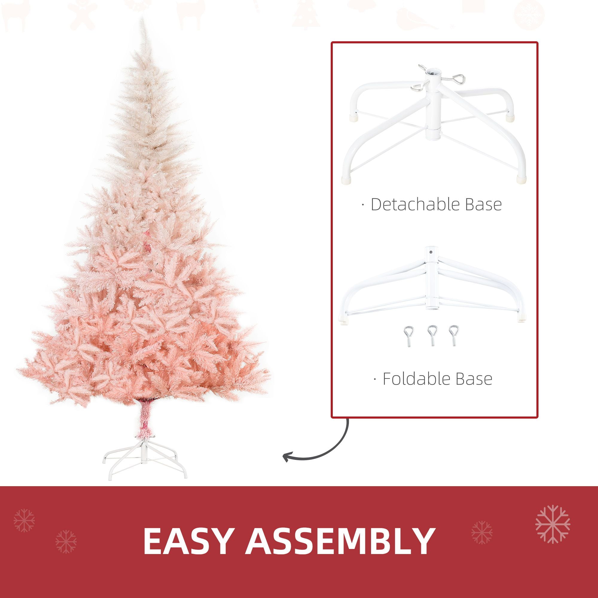 Unlit Artificial Christmas Tree, 6 ft Spruce with 800 Tips and Realistic PVC Branches, Foldable Base for Holiday Decorating