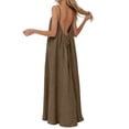 thumbnail image 4 of BOOMNY Women's Backless Cami Dress Spaghetti Strap Cami Lounge House Dresses Flowy Beach Summer Maxi Sundress, 4 of 7