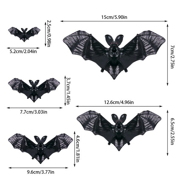 Murciélago luminoso para decoración de Halloween, murciélago colgante de simulación aterradora para exteriores, césped, negro, 5/20 piezas