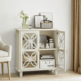 thumbnail image 3 of Semiocthome Sideboard Buffet Cabinet, Coffee Bar, White Wood, 2 Doors, 1 Shelf, 3 of 7