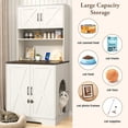 thumbnail image 6 of 71-Inch Tall  Litter Box Enclosure with Power Outlets and Open Shelves - White Wooden Pet Furniture Cabinet for Living Room, 6 of 8