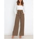 thumbnail image 4 of Pantalones De Mujer, Pierna Ancha, Pierna Larga, Color Puro, Cintura, Corbata, Pantalones Para Vacaciones Para Mujer ANGGREK Otros, 4 of 8