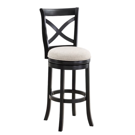 Belmont Black X-back Swivel Solid Wood 30-inch Seat Height Bar Stool